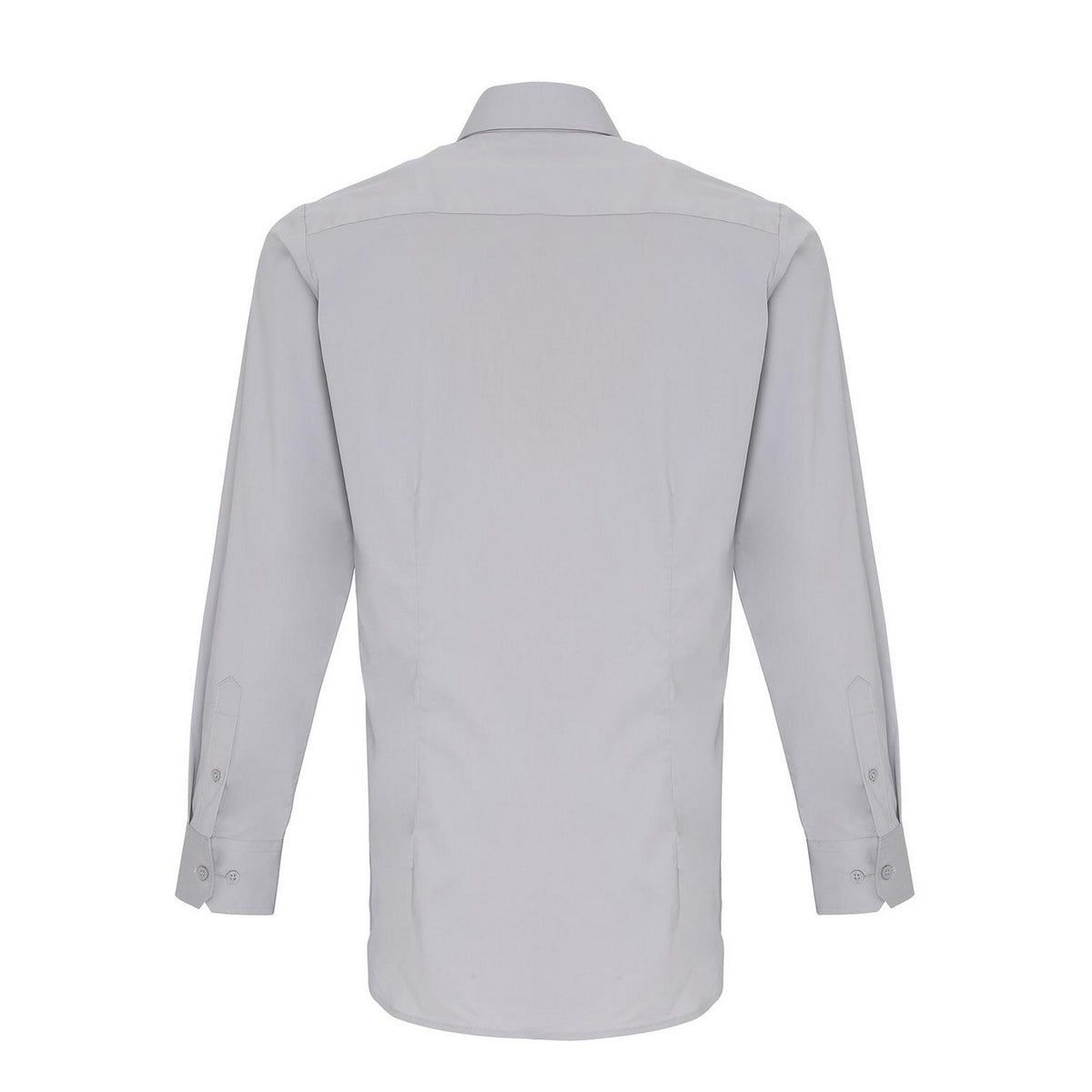 Silver - Back - Premier Unisex Adult Poplin Stretch Long-Sleeved Shirt