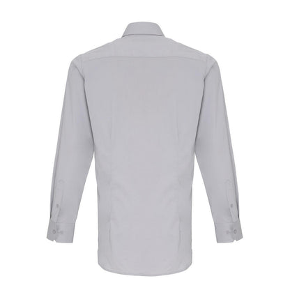 Silver - Back - Premier Unisex Adult Poplin Stretch Long-Sleeved Shirt