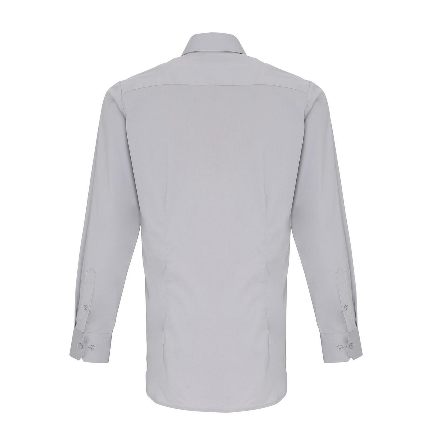 Silver - Back - Premier Unisex Adult Poplin Stretch Long-Sleeved Shirt