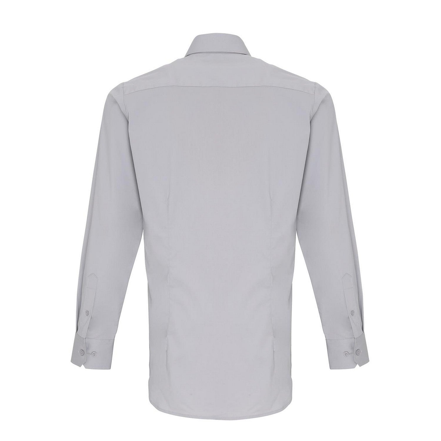 Silver - Back - Premier Unisex Adult Poplin Stretch Long-Sleeved Shirt