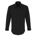 Black - Front - Premier Unisex Adult Poplin Stretch Long-Sleeved Shirt