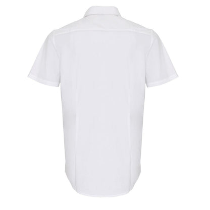 White - Back - Premier Mens Poplin Stretch Short-Sleeved Shirt