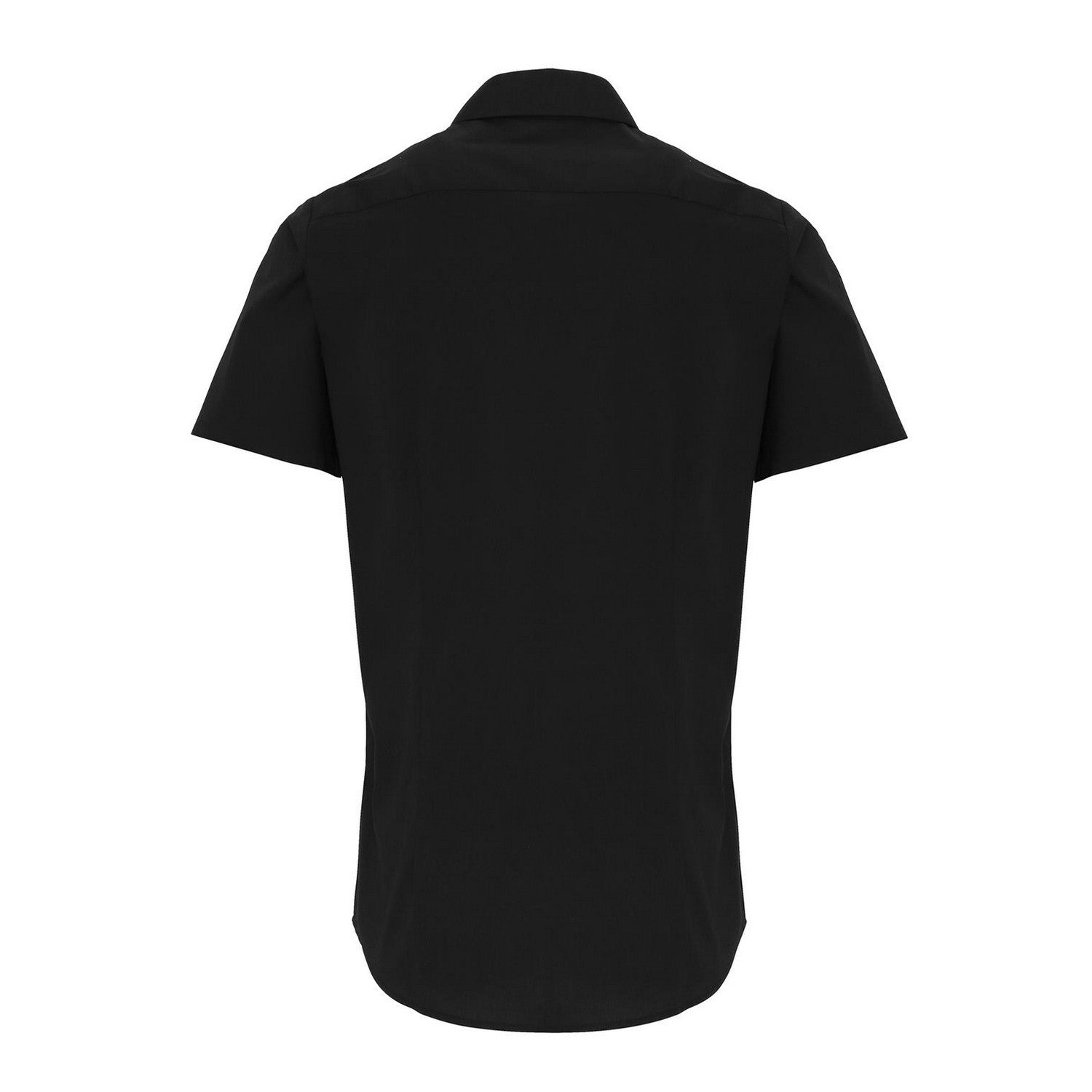 Black - Back - Premier Mens Poplin Stretch Short-Sleeved Shirt