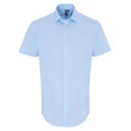 Pale Blue - Front - Premier Mens Poplin Stretch Short-Sleeved Shirt