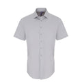 Silver - Front - Premier Mens Poplin Stretch Short-Sleeved Shirt