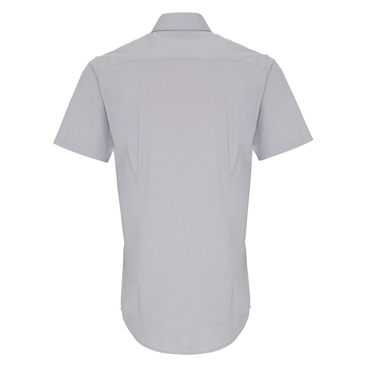 Silver - Back - Premier Mens Poplin Stretch Short-Sleeved Shirt