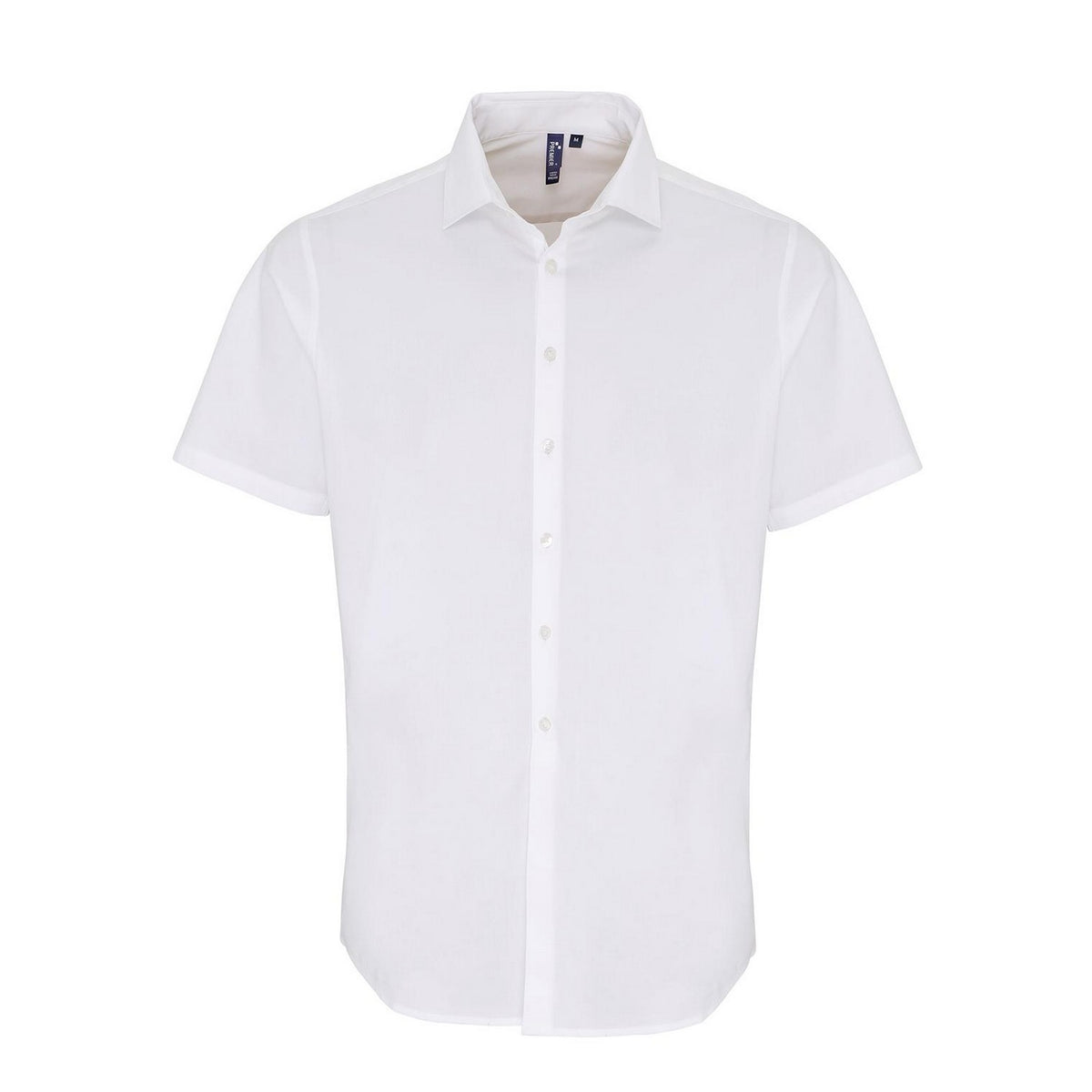White - Front - Premier Mens Poplin Stretch Short-Sleeved Shirt