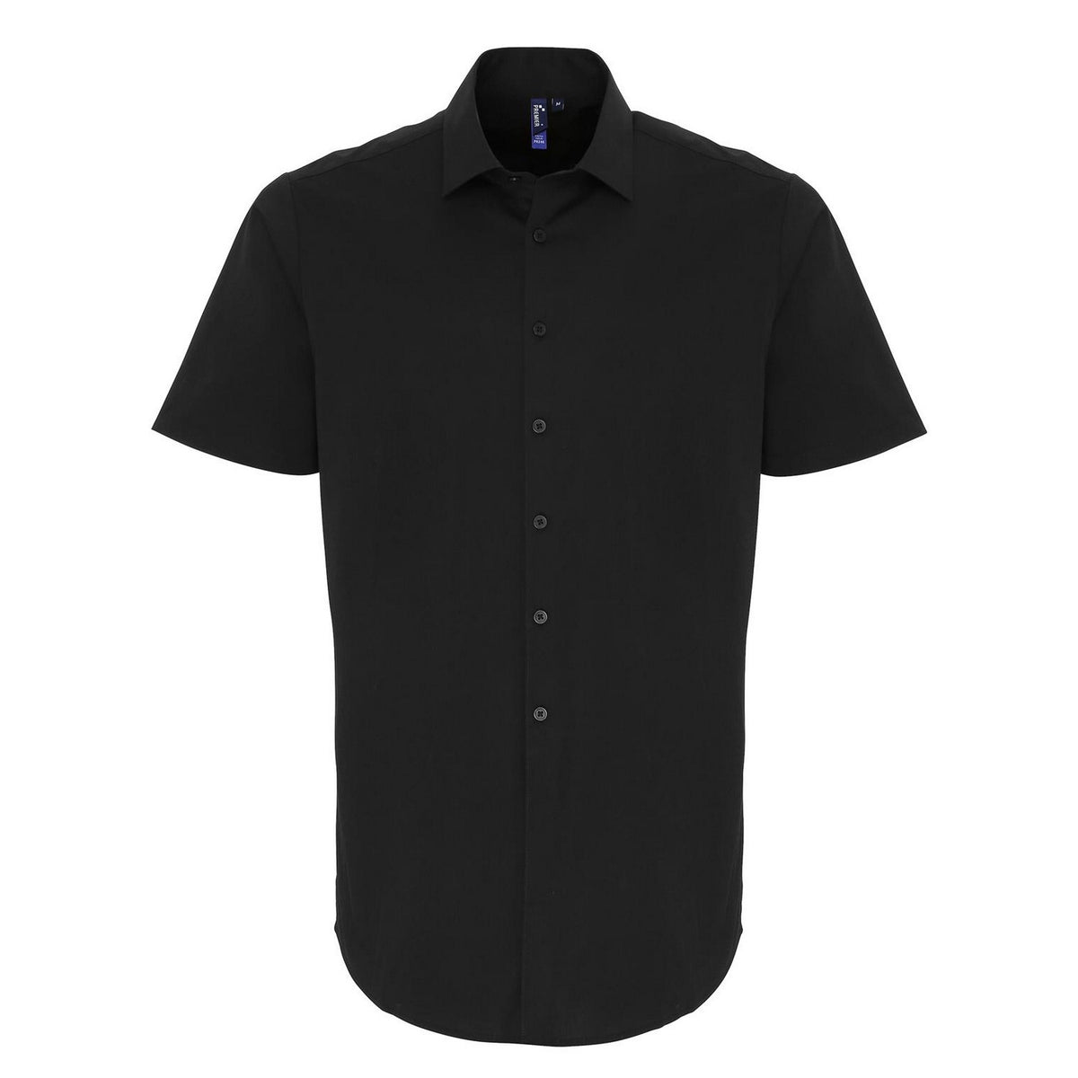 Black - Front - Premier Mens Poplin Stretch Short-Sleeved Shirt