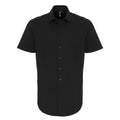 Black - Front - Premier Mens Poplin Stretch Short-Sleeved Shirt