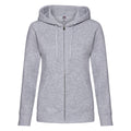 Heather Grey - Front - Fruit of the Loom Womens-Ladies Premium Heather Zipped Lady Fit Hooded Jacket