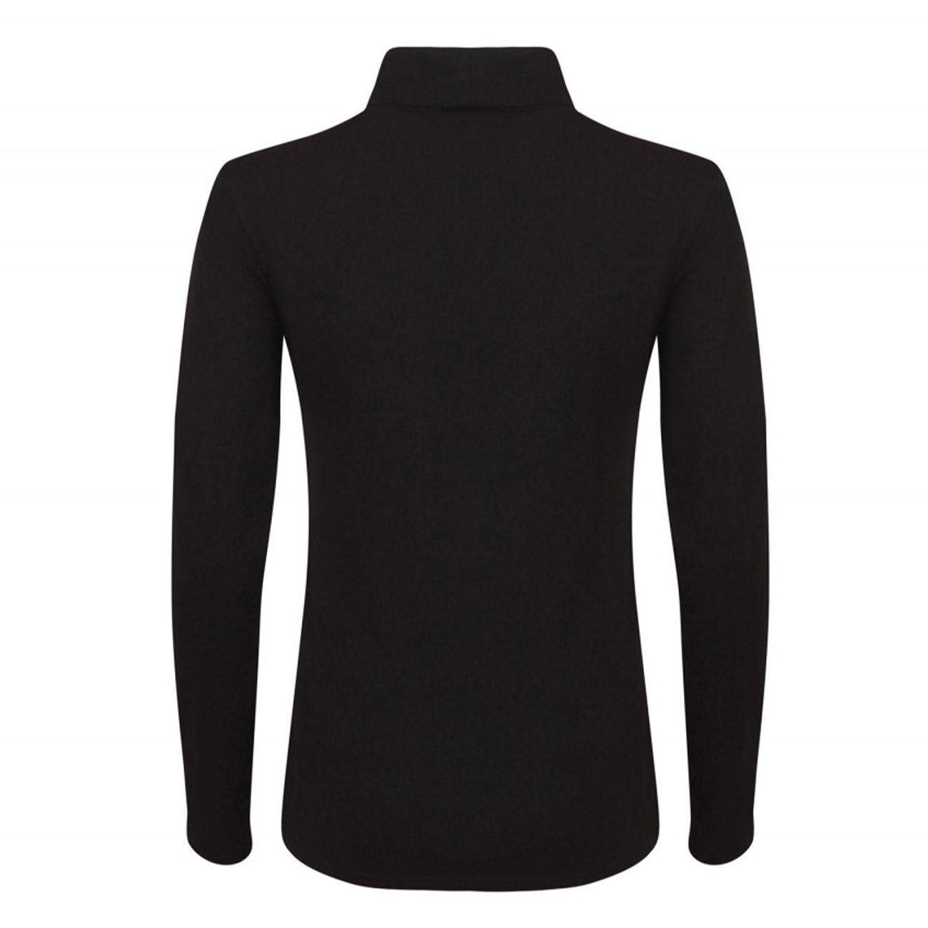 Black - Back - Skinni Fit Womens-Ladies Feel Good Stretch Roll Neck Long-Sleeved T-Shirt
