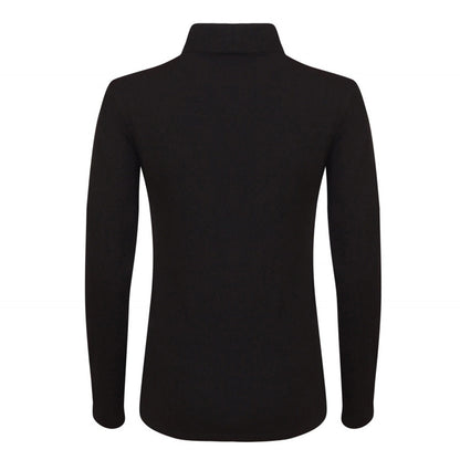 Black - Back - Skinni Fit Womens-Ladies Feel Good Stretch Roll Neck Long-Sleeved T-Shirt