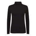 Black - Front - Skinni Fit Womens-Ladies Feel Good Stretch Roll Neck Long-Sleeved T-Shirt