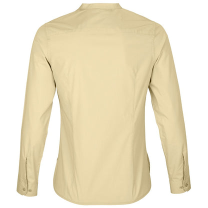 Beige - Back - NEOBLU Womens-Ladies Poplin Bart Mao Collar Long-Sleeved Shirt