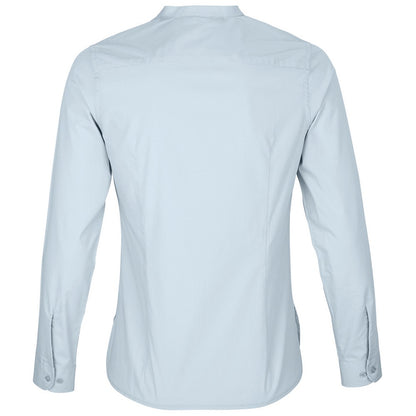 Soft Blue - Back - NEOBLU Womens-Ladies Poplin Bart Mao Collar Long-Sleeved Shirt