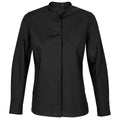 Deep Black - Front - NEOBLU Womens-Ladies Poplin Bart Mao Collar Long-Sleeved Shirt