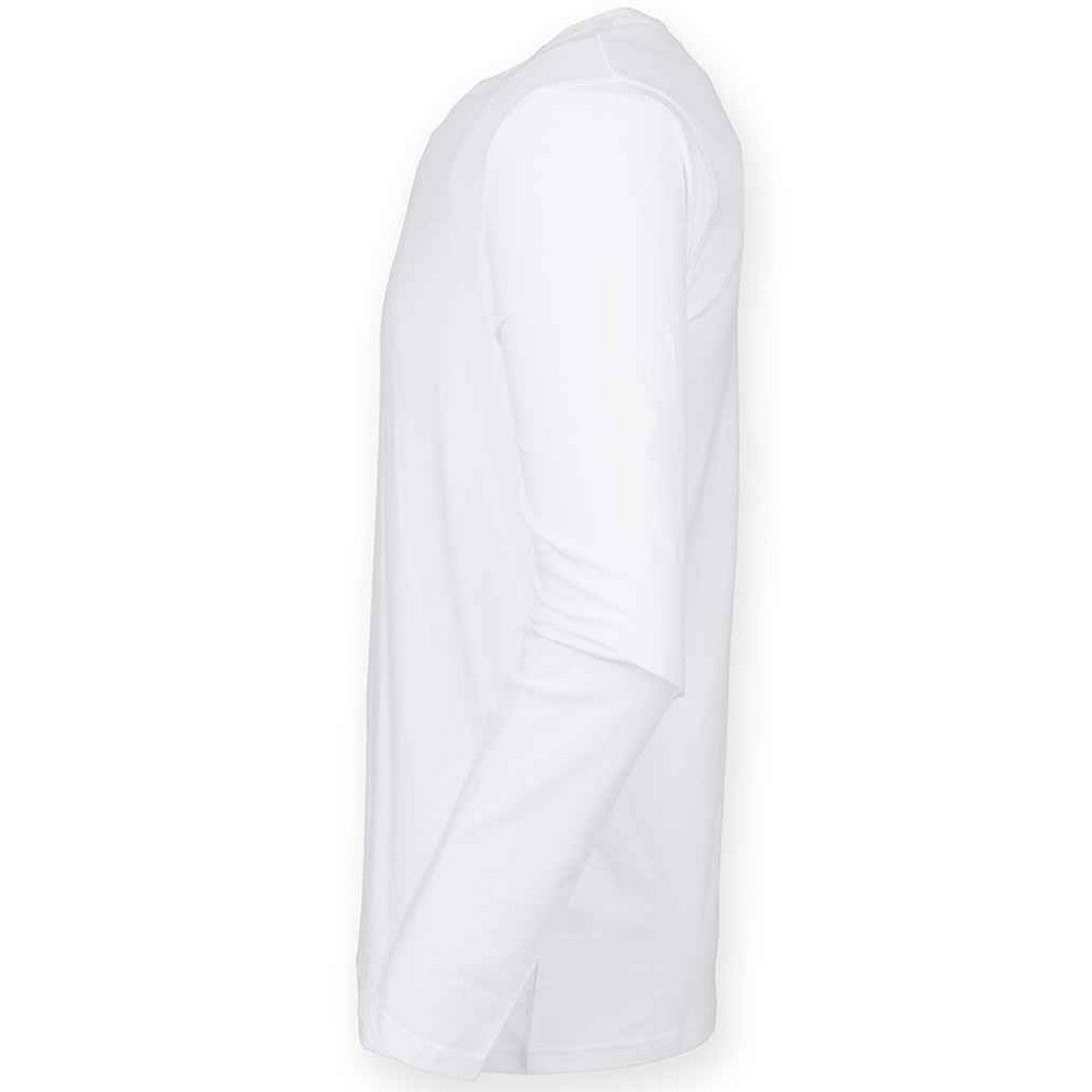 White - Side - Skinni Fit Mens Feel Good Stretch Long-Sleeved T-Shirt