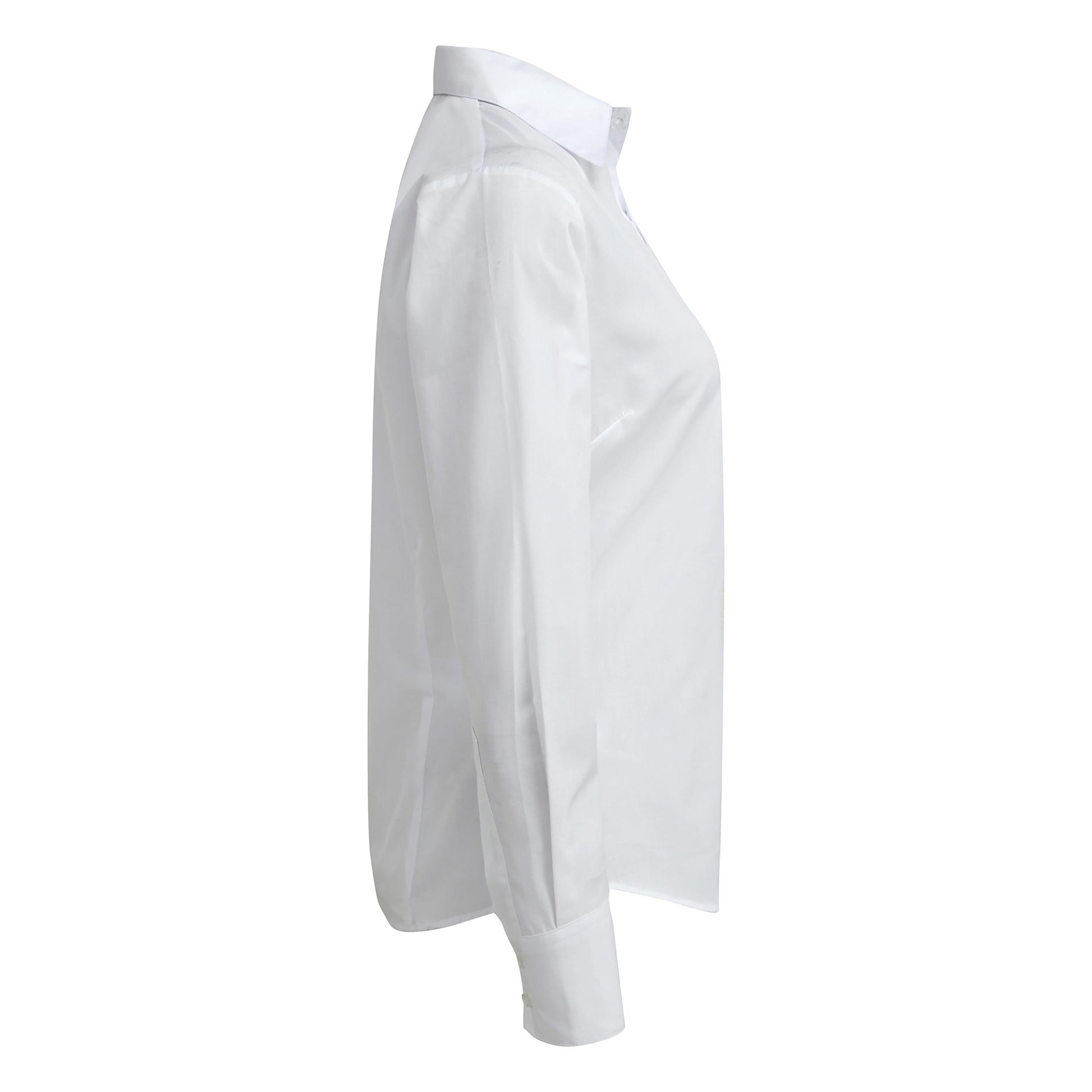 White - Side - Premier Womens-Ladies Poplin Long-Sleeved Shirt