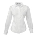 White - Front - Premier Womens-Ladies Poplin Long-Sleeved Shirt