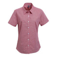 Red-White - Front - Premier Womens-Ladies Gingham Short-Sleeved Shirt