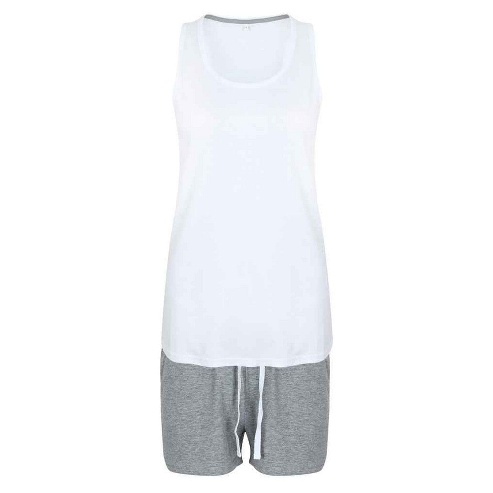 White-Heather - Front - Towel City Womens-Ladies Heather Pyjama Set