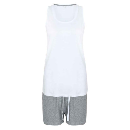 White-Heather - Front - Towel City Womens-Ladies Heather Pyjama Set