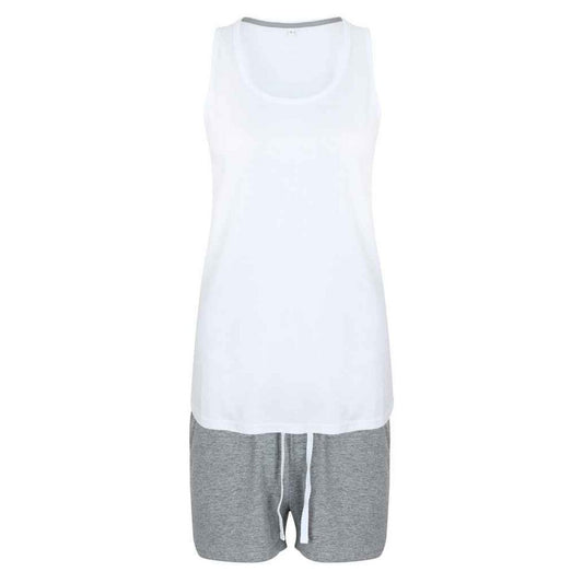 White-Heather - Front - Towel City Womens-Ladies Heather Pyjama Set