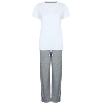 White-Heather - Front - Towel City Womens-Ladies Heather Long Pyjama Set