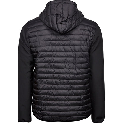 Black - Back - Tee Jays Mens Crossover Hooded Padded Jacket
