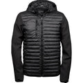Black - Front - Tee Jays Mens Crossover Hooded Padded Jacket