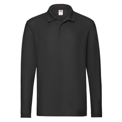 Black - Front - Fruit of the Loom Mens Premium Pique Long-Sleeved Polo Shirt