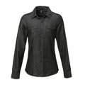 Black Denim - Front - Premier Womens-Ladies Stitch Shirt