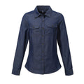 Indigo Denim - Front - Premier Womens-Ladies Stitch Shirt