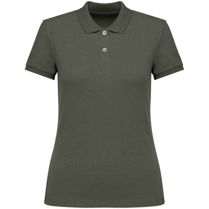 Organic Khaki - Front - Native Spirit Womens-Ladies Pique Polo Shirt