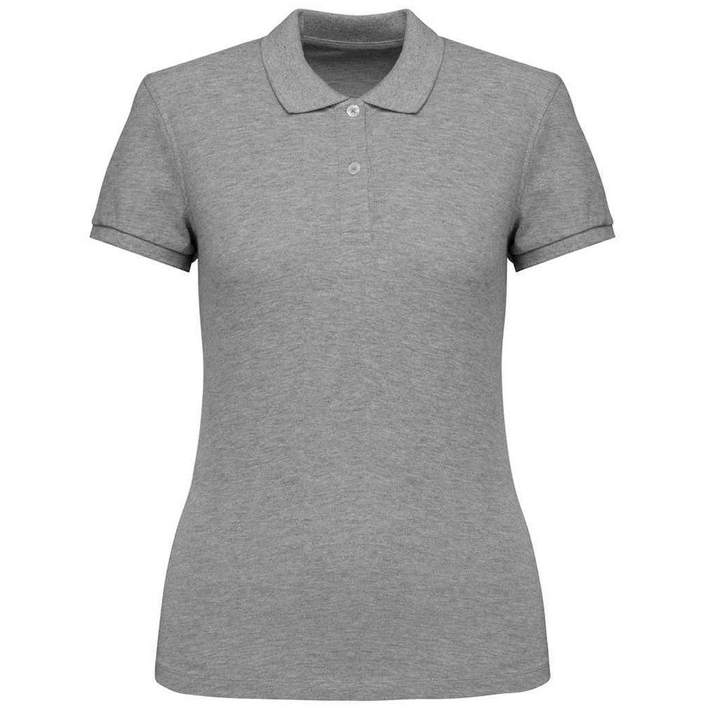 Moon Grey-Heather - Front - Native Spirit Womens-Ladies Pique Polo Shirt