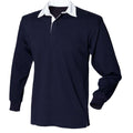 Navy - Front - Front Row Childrens-Kids Classic Rugby Shirt