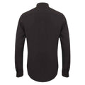 Black - Back - Henbury Mens Wicking Mandarin Collar Roll Sleeve Shirt