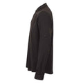 Black - Side - Henbury Mens Wicking Mandarin Collar Roll Sleeve Shirt