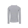 White-Navy - Back - Premier Womens-Ladies Long John Striped Roll Sleeve T-Shirt
