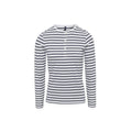 White-Navy - Front - Premier Womens-Ladies Long John Striped Roll Sleeve T-Shirt