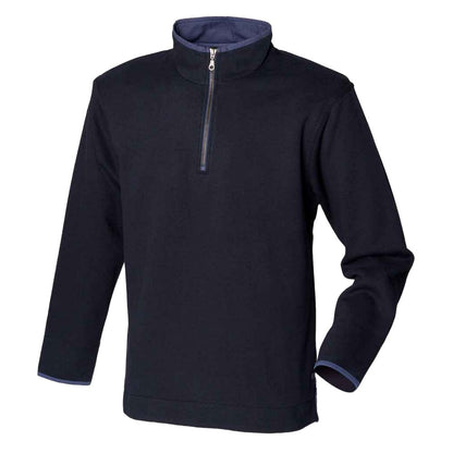 Navy-Blue - Front - Front Row Mens Soft Touch Zip Neck Sweatshirt