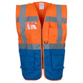 Orange-Royal Blue - Front - Yoko Unisex Adult Executive Reflective Waistcoat