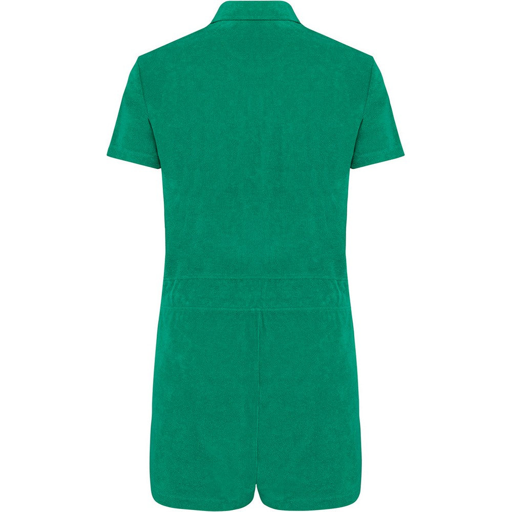 Green - Back - Native Spirit Womens-Ladies Terry Towel Short Playsuit