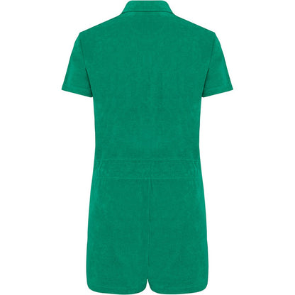 Green - Back - Native Spirit Womens-Ladies Terry Towel Short Playsuit