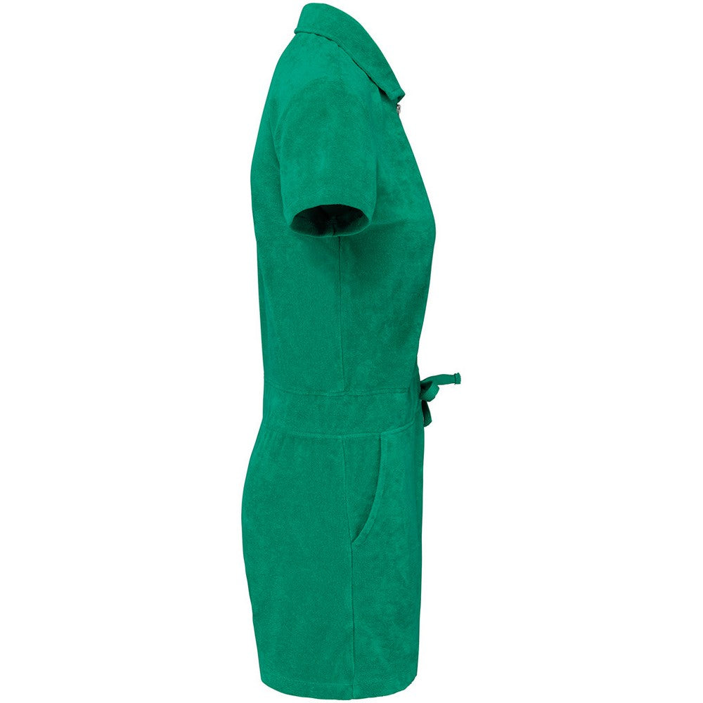 Green - Side - Native Spirit Womens-Ladies Terry Towel Short Playsuit