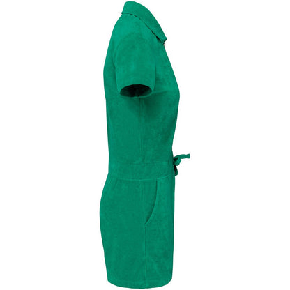 Green - Side - Native Spirit Womens-Ladies Terry Towel Short Playsuit