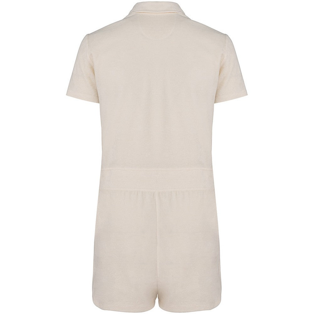 Ivory - Back - Native Spirit Womens-Ladies Terry Towel Short Playsuit