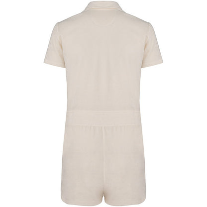 Ivory - Back - Native Spirit Womens-Ladies Terry Towel Short Playsuit