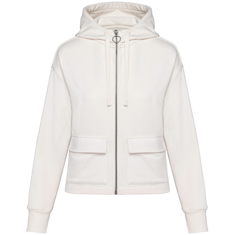 Ivory - Front - Native Spirit Womens-Ladies Full Zip Hoodie