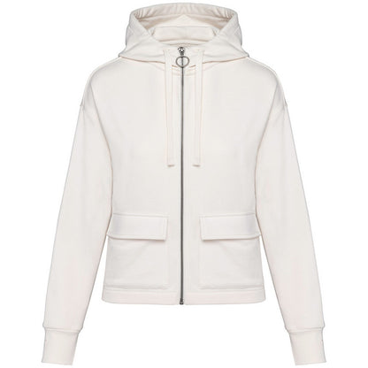 Ivory - Front - Native Spirit Womens-Ladies Full Zip Hoodie